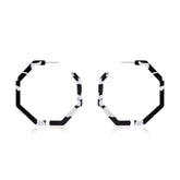 Octagon Leopard Hoop Earrings – Black